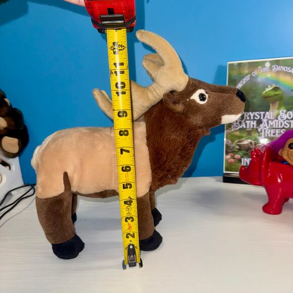 Wild Republic Elk Plush 12” Wildlife Stuffed Animal EUC Brown Antlers - Picture 6 of 6